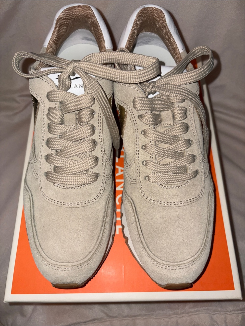 NWT VOILE BLANCHE JULIA Suede Sneaker in Beige - Platino - Picture 9 of 16